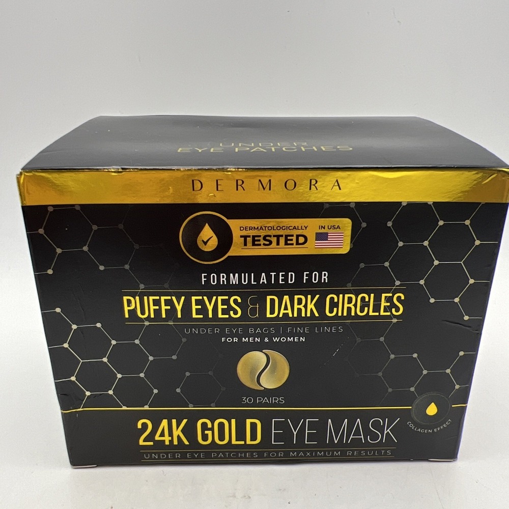 Dermora 24k Gold Eye Mask Formulated For Puffy Eyes/Dark Circles Sealed 30 pair